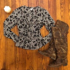 Candie’s Ruffle Button-Down Long Sleeve Blouse